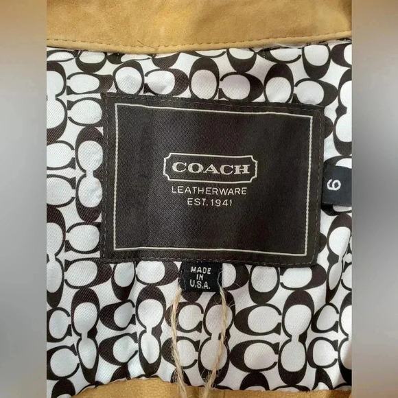 Vintage Coach Suede Leather Shirt Dress Snap Front Button Up Camel 6 Small S NEW - Picture 3 of 4